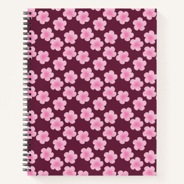 Pink Frangipani Flower Seamless Pattern Notebook (Front)