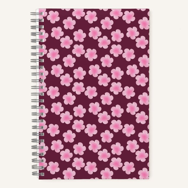 Pink Frangipani Flower Seamless Pattern Notebook (Front)