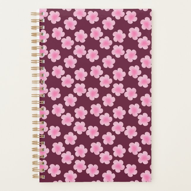 Pink Frangipani Flower Seamless Pattern Planner (Front)