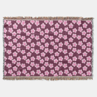 Pink Frangipani Flower Seamless Pattern Throw Blanket