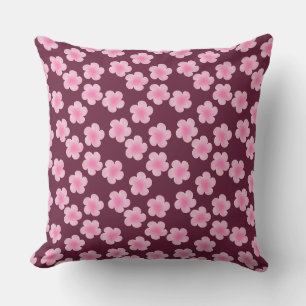 Pink Frangipani Flower Seamless Pattern Throw Pillow