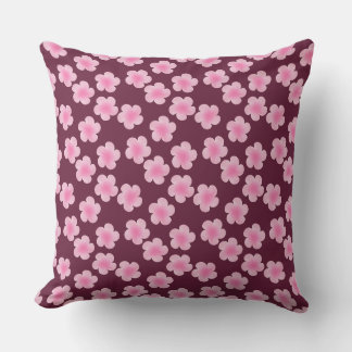 Pink Frangipani Flower Seamless Pattern Throw Pillow