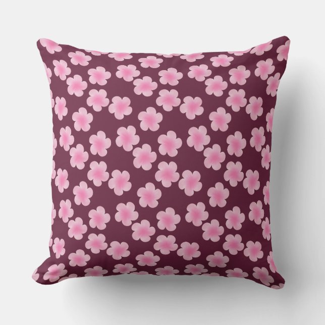Pink Frangipani Flower Seamless Pattern Throw Pillow (Front)