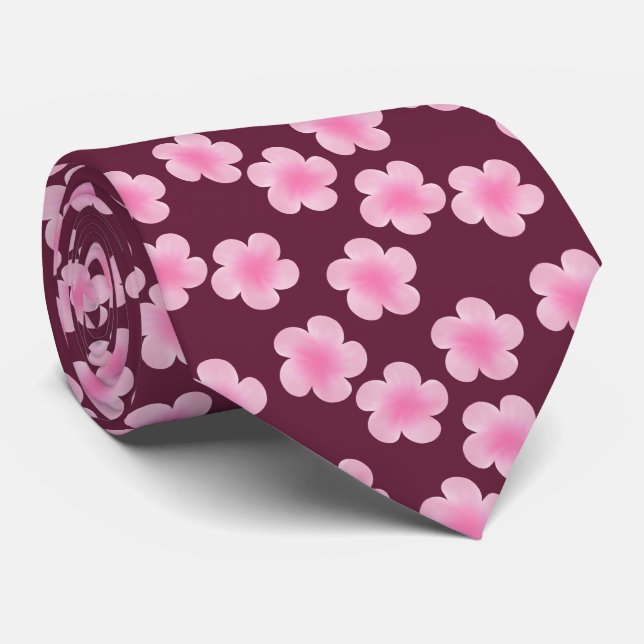 Pink Frangipani Flower Seamless Pattern Tie (Rolled)