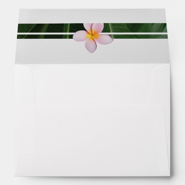 Pink Frangipani Plumeria 5x7 Wedding Invitation Envelope (Back (Bottom))