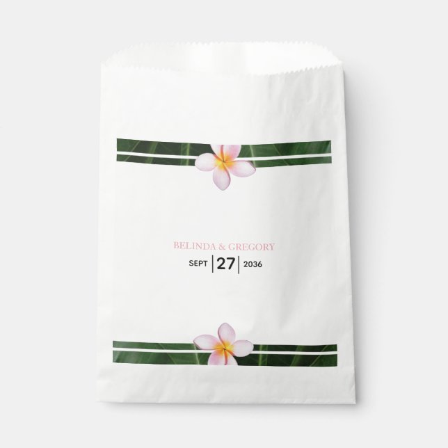 Pink Frangipani Plumeria Wedding  Favour Bag (Front)