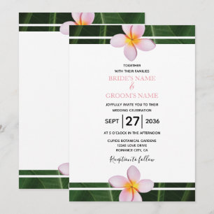 Pink Frangipani Plumeria Wedding Invitations