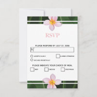 Pink Frangipani Plumeria Wedding RSVP Cards