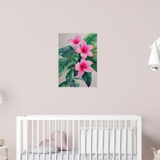 Pink Frangipani Watercolor Flower  Poster