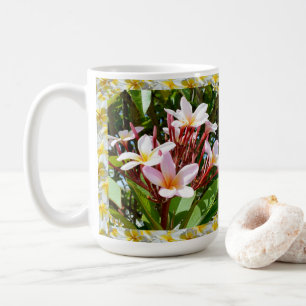 Pink Frangipanis Framed By Yellow Frangipanis, Coffee Mug