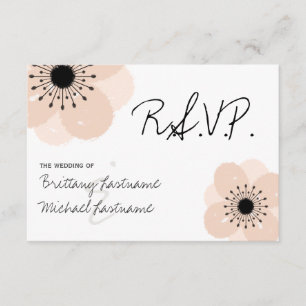 Pink French Anemone Wedding RSVP Card