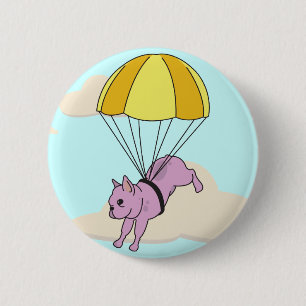Pink French Bulldog Umbrella Fun Button