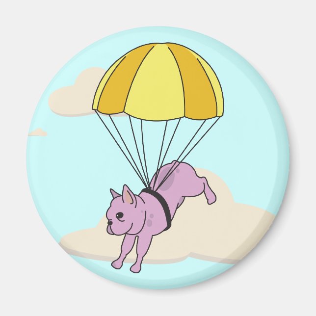 Pink French Bulldog Umbrella Fun Magnet (Front)