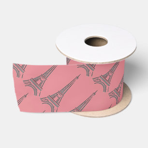 Pink French Eiffel Tower Paris Theme Party Ribbon Satin Ribbon