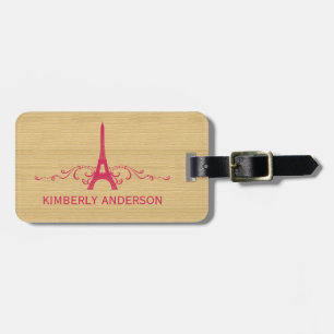 Pink French Flourish Luggage Tag