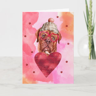 Pink French Mastiff Valentine's Day Gift Dog Card