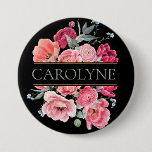 Pink French Peonies Floral Monogram