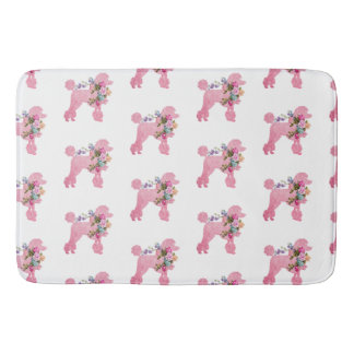 Pink French Poodle accent  Bath Mat