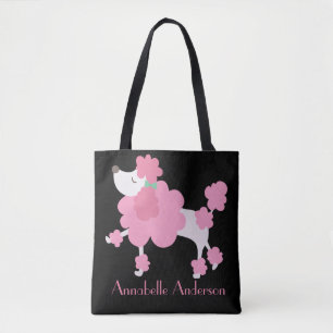 Pink French Poodle Personalize Tote Bag