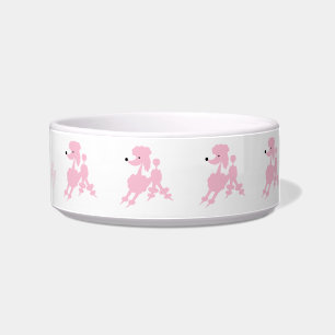 Pink French Poodles Customizable Name Bowl