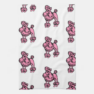 Pink French Poodles Kitchen Towel