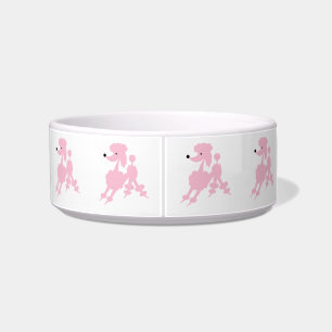 Pink French Poodles on Customizable Background Bowl
