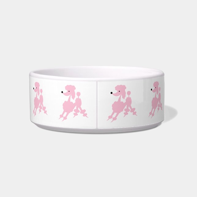 Pink French Poodles on Customizable Background Bowl (Back)