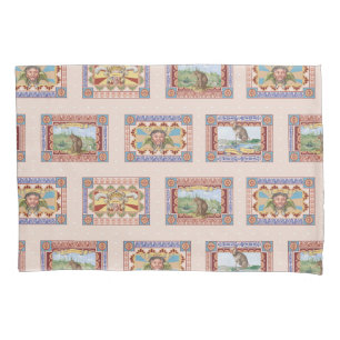 Pink French Quirky Animal Print Polaroïd Blush Pillowcase