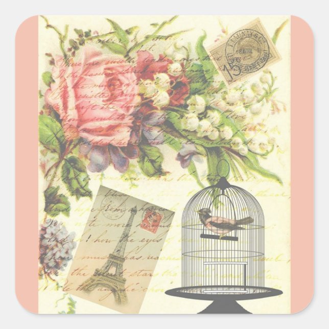 Pink French Theme Vintage Paris Sticker (Front)