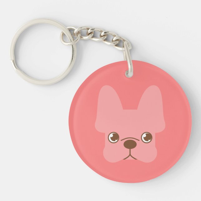 Pink Frenchie Keychain (Front)