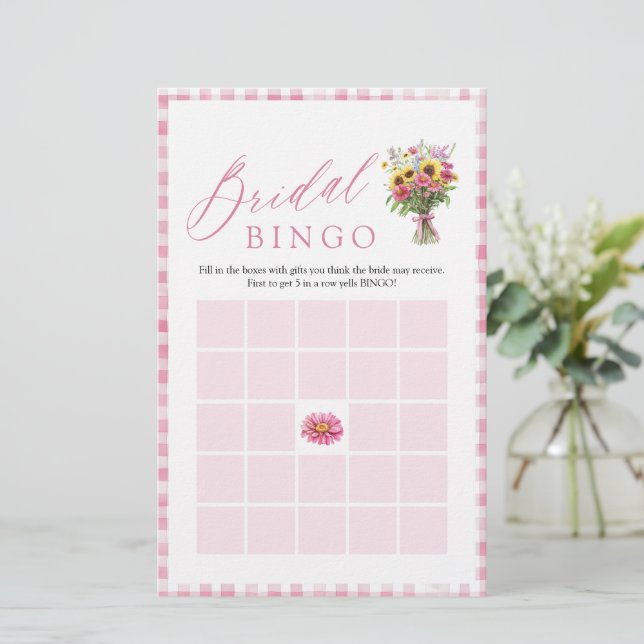 Pink Fresh Off The Market Bridal Shower Bingo Game (Standing Front)