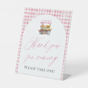 Pink Fresh Off The Market Thank you for coming Pedestal Sign