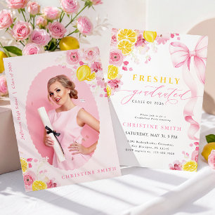 Pink Freshly Graduated Invitation