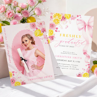 Pink Freshly Graduated Invitation