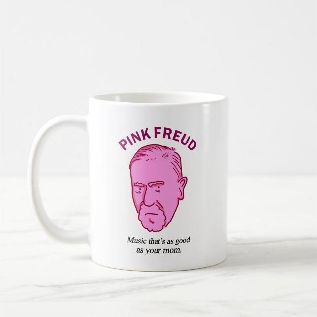 Pink Freud Funny Music Psychology Pun Mug (Left)