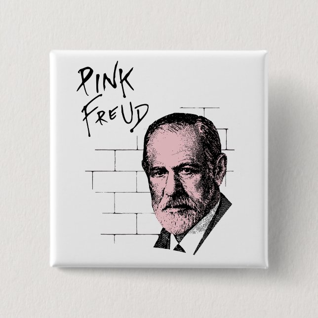 Pink Freud Sigmund Freud 2 Inch Square Button (Front)