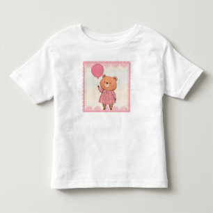 Pink Fringe Dress Bear with Pink Balloon Toddler T-shirt