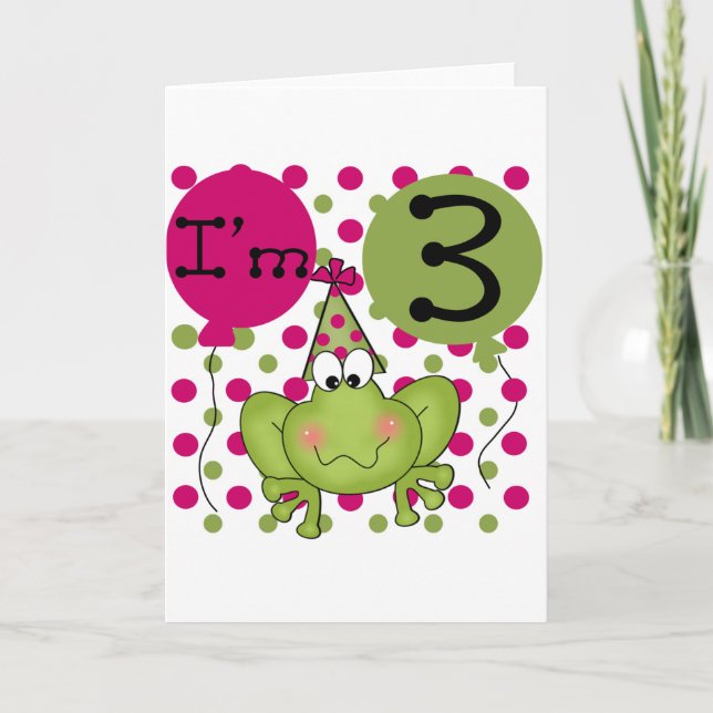 Pink Frog 3rd Birthday Tshirts and Gifts Card (Front)