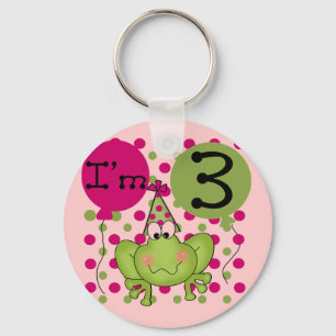 Pink Frog 3rd Birthday Tshirts and Gifts Keychain
