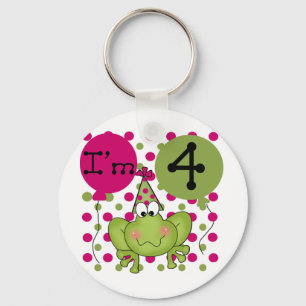 Pink Frog 4th Birthday Tshirts and Gifts Keychain