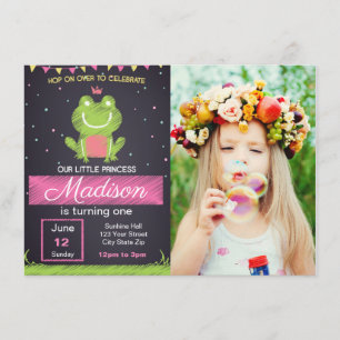 Pink Frog Birthday Invitation with picture