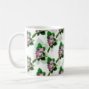 Pink Frog On Green Leaf Pattern Design Coffee Mug