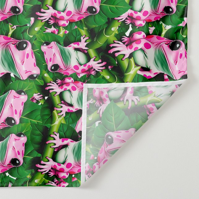 Pink Frog On Green Leaf Pattern Design  Fabric (Creator Uploaded)