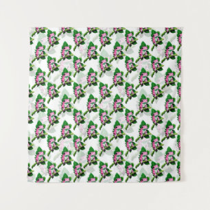 Pink Frog On Green Leaf Pattern Design Tapestry