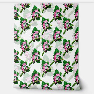 Pink Frog On Green Leaf Pattern Wall Decor