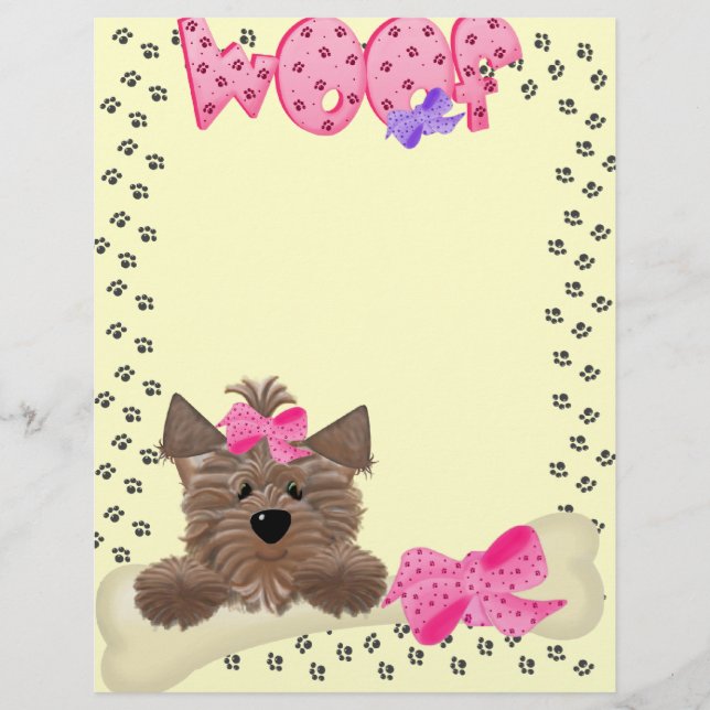 Pink From The Desk Of Woof Print Letterhead (Front)