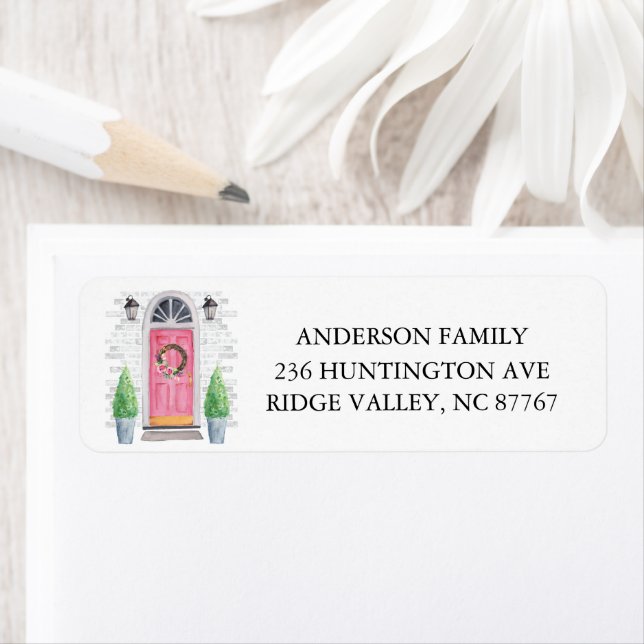 Pink Front Door New Address Label (Insitu)