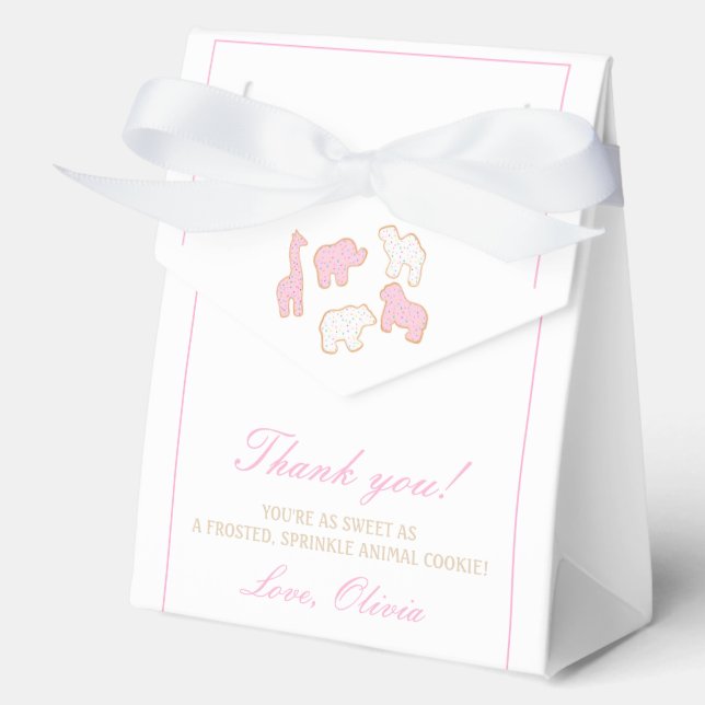 Pink Frosted Animal Cookie party party guest  Favor Box (Front)