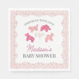 Pink Frosted Animal Cookies Baby Shower Napkin