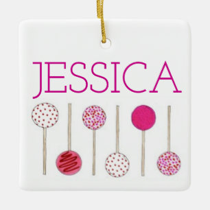 Pink Frosted Cake Pops Baker Foodie Ceramic Ornament
